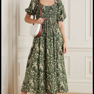 La Ligne Floral Shirred Silk-Crepe Dress